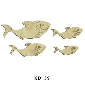 Balıklar 4'lü  Paket Süs Ahşap Obje KD-59
