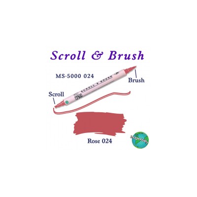 Zig Scroll & Brush Çift Çizgi ve Fırça Uçlu Kaligrafi Kalemi GÜL
