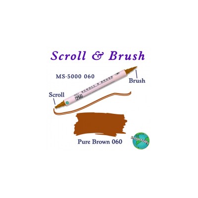 Zig Scroll & Brush Çift Çizgi ve Fırça Uçlu Kaligrafi Kalemi KAHVERENGİ