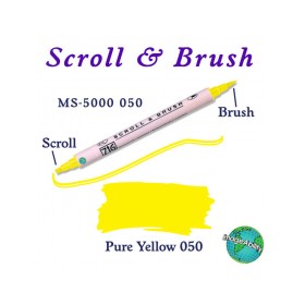 Zig Scroll & Brush Çift Çizgi ve Fırça Uçlu Kaligrafi Kalemi SARI