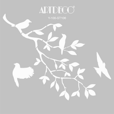 Artdeco Stencil Daldaki Kuşlar 30x30cm-ST106