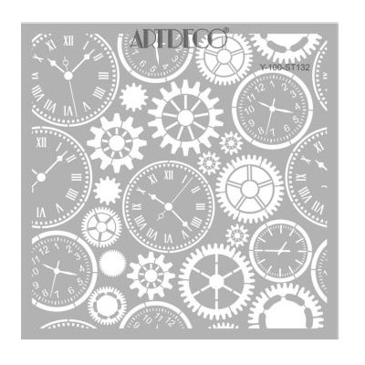 Artdeco Stencil Çarklar Saatler 30x30cm -ST132