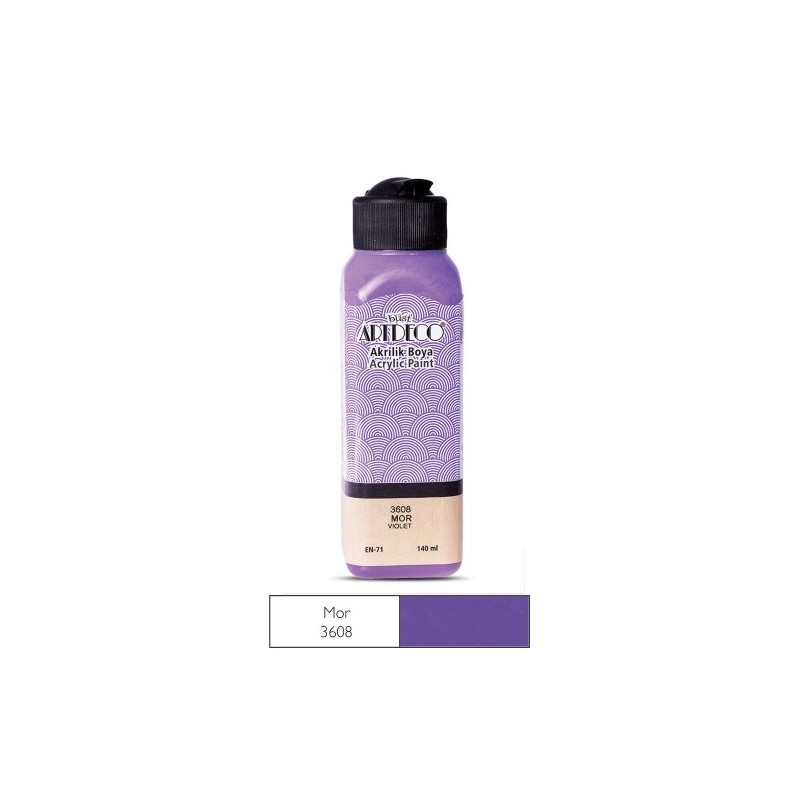 Morfo. Acrílic paint 3608 Mor Artdeco Yeni Formül Akrilik Boya 140 ml