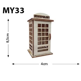 Telefon Kulübesi Minyatür Ahşap Obje  Telefon Kulübesi Minyatür Ahşap Obje MY33