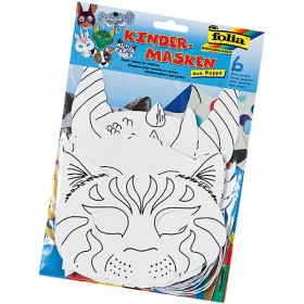 Folia Boyanabilir Karton Maske 6'lı Hayvanlar Alemi
