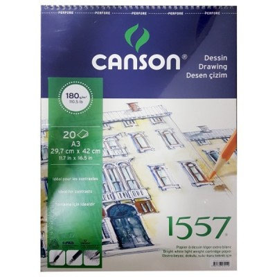 Canson 1557 Dessin Resim Ve Çizim Blok 180 gr. Spiralli A3 20 Sayfa
