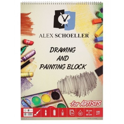 Alex Schoeller Drawing & Painting Block Dokulu Resim Defteri 220 gr. 35x50 cm. 15 Sayfa