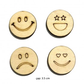 Lazer Kesim Ahşap 4'lü Emojiler PS-
