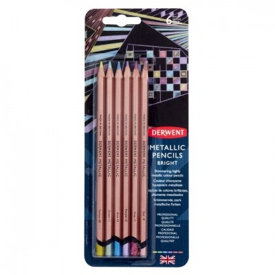 Derwent Metallic Pencils Metalik Renkli Boya Kalemi 6'lı Blister Coloured