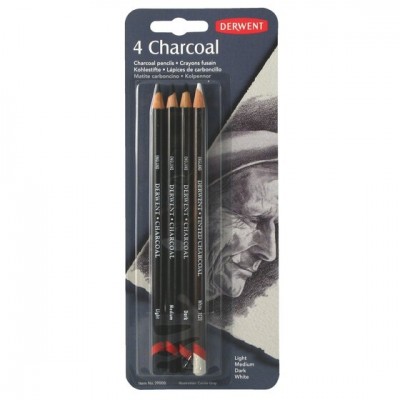 Derwent Charcoal Pencils Kömür Füzen Kalem Seti 4'lü Blister