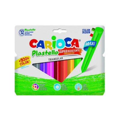Carioca Jumbo Üçgen Elleri Kirletmeyen Yıkanabilir Pastel Boya Kalemi 12’Li
