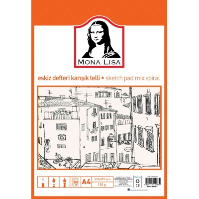 Monalisa Eskiz Defteri Karışık Telli A4 50 yp 