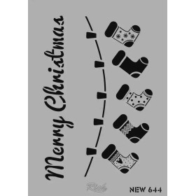 Rich New Stencil N-644 merry christmas çoraplar 35x25cm