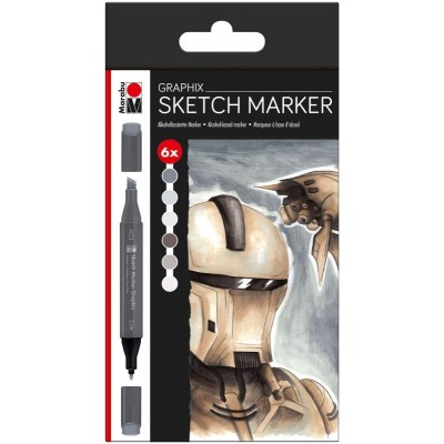 Marabu Graphix Sketch Marker Set 6'lı ALPHA ROBOT