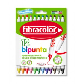 Fibracolor Bipunta Kalın+İnce Çift Uçlu Keçeli Kalem 12 Renk