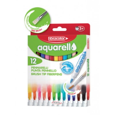 Fibracolor Aquarell Suda Çözünebilen Keçeli Kalem 12 Renk