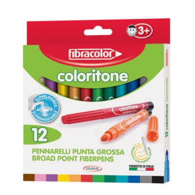 Fibracolor Coloritone Kalın Uçlu Keçeli Kalem 12 Renk