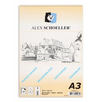 Alex Schoeller Spralli Eskiz Çizim Blok 90 gr. A3 60 Sayfa