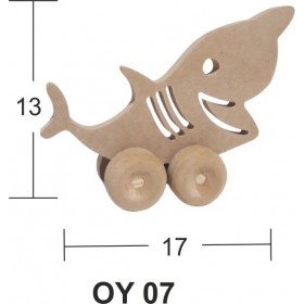Ahşap Tekerlekli Oyuncak Köpekbalığı 17x13