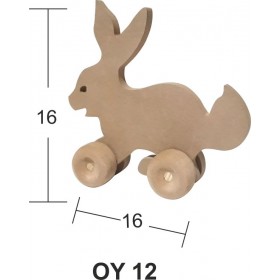 Ahşap Tekerlekli Oyuncak Koşan Tavşan 16x16