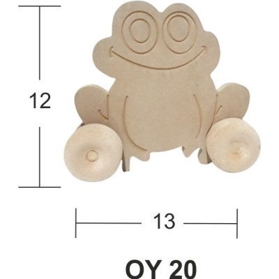 Ahşap Tekerlekli Oyuncak Kurbağa 13x12