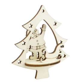 Boyutlu Yılbaşı Süsü Çam Noel Baba Lazer Kesim Paket Süs  Çam İçinde Noel Dayı