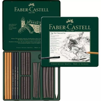 Faber Castell Pitt Charcoal İşlenmiş Kömür Seti 24 Parça