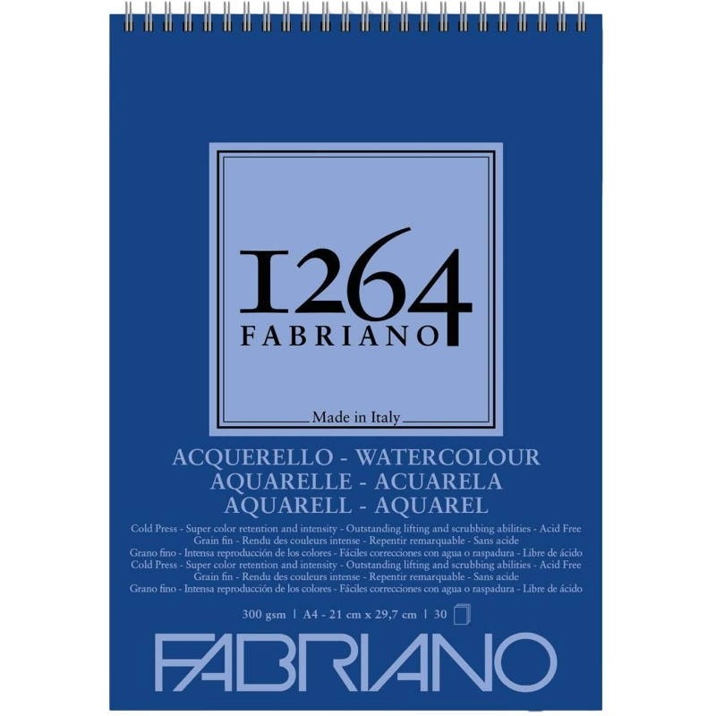 Fabriano 1264 Suluboya Defteri Spiralli 300 gr. 30 Yp. A4