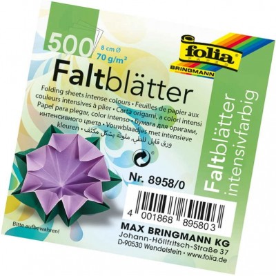 Folia Yuvarlak Origami Kağıdı 10 Renk 500 Adet 8 cm. Çap