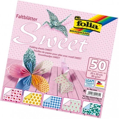 Folia Origami Kağıdı 20x20 cm. 5 Desen 50 Yaprak Sweet