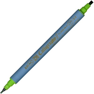 Zig Kaligrafi Kalemi Çift Uçlu 2 mm + 3.5 mm Açık Yeşil