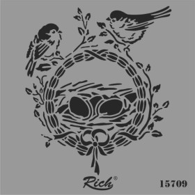 Rich Stencil Şablon 25x25cm 15709 Kuş yuvası