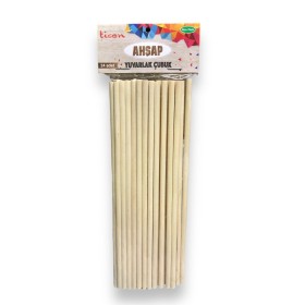 Ticon Ahşap Yuvarlak Çubuklar 20cm Naturel 24'lü