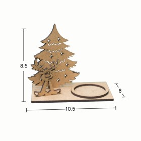 Yılbaşı T-Light Mumluk Ağaç Geyik 8x10x6cm Ahşap Obje Yılbaşı T-Light Mumluk Ağaç Geyik 8x10x6cm Ahşap Obje