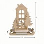 Yılbaşı Kızaklı Ev Ağaç Platform 15x12cm Ahşap Obje