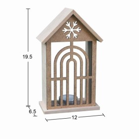 Yılbaşı T-Ligt Mumluk Ev Kar Tanesi Desen 19x12x6 cm Ahşap Obje Yılbaşı T-Ligt Mumluk Ev Kar Tanesi Desen 19x12x6 cm Ahşap Obje