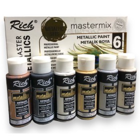 Rich Mastermix Akrilik Boya METALİK RENKLER 6 x  60cc Rich Mastermix Akrilik Boya METALİK RENKLER 6 x  60cc
