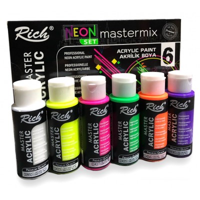 Rich Mastermix Akrilik Boya NEON RENKLER 6 x  60cc