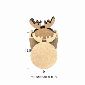 Yuvarlak Geyik Bardak Altlığı 6'lı Ahşap Obje Yuvarlak Geyik Bardak Altlığı 6'lı Ahşap Obje