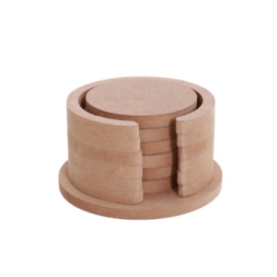 Yuvarlak Bardak Altlığı 13x13x7cm Ahşap Obje