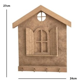 Ev Anahtarlık Pencereli Ahşap Obje 27x24cm Ev Anahtarlık Pencereli Ahşap Obje 27x24cm
