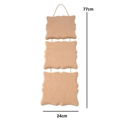 KARE MOTİF ipli Pano 3'lü Ahşap Obje 24x77cm