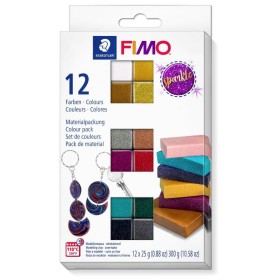 Fimo Soft Polimer Kili (25 gr x 12) Seti Simli (Sparkle)Renkler