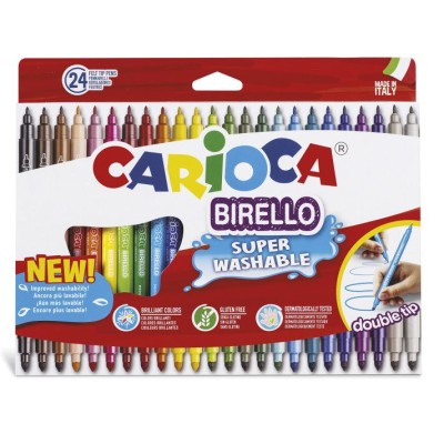 Carioca Bırello Süper Yıkanabilir Çift Taraflı Keçeli Boya Kalemi 24'Lü