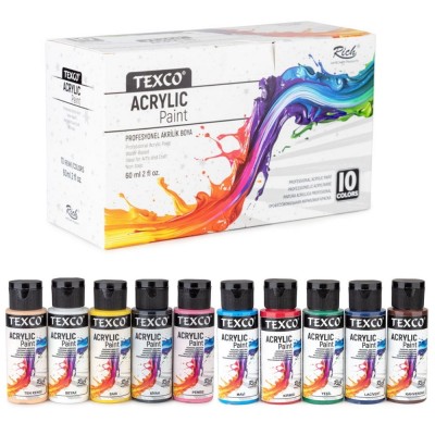 Texco Akrilik Boya Seti 60ml x 10 Renk