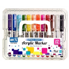 Rich Art-X Pro Art Akrilik Marker Fırça Uçlu Boyama Kalem Seti 12'li