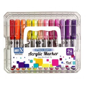 Rich Art-X Pro Art Akrilik Marker Fırça Uçlu Boyama Kalem Seti 24'lü