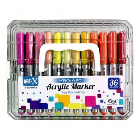 Rich Art-X Pro Art Akrilik Marker Fırça Uçlu Boyama Kalem Seti 36'lı