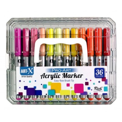Rich Art-X Pro Art Akrilik Marker Fırça Uçlu Boyama Kalem Seti 36'lı